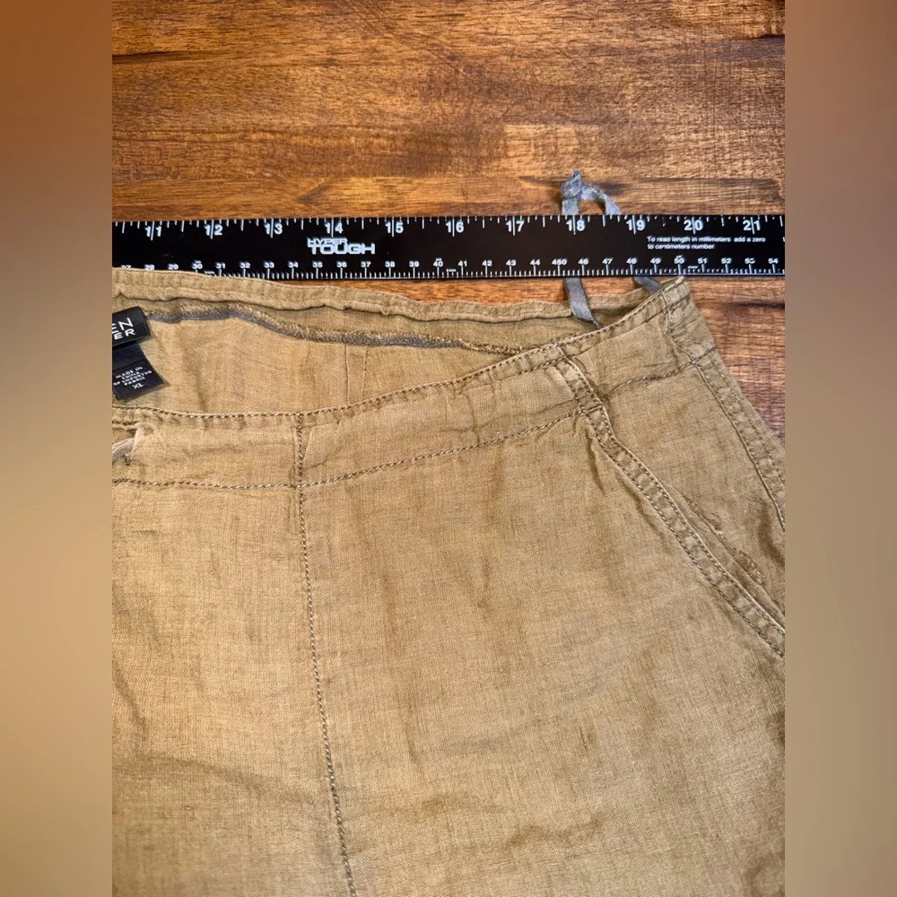 Eileen Fisher Tan Linen Cropped Pants